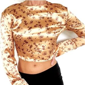 Zara Satin Floral Crop Top